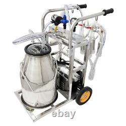 110V 25L Oil-free Cows Goats Vacuum Pump Milking Machine 0.035MPa Portable Wheel