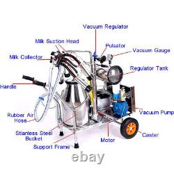 110V Electric Milking Machine 25L Bucket Milker Vacuum Pump Milker 10-12 Cows/h