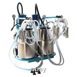110V Electric Piston Milking Machine Farm Cows and Goat Double Bucket Stainless