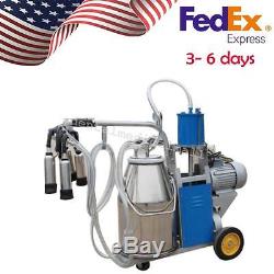 110V+ US Plug Electric Milking Machine For farm Cows Bucket Piston Vacuum Pump