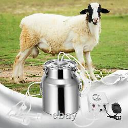 14L Cow Goat Milker Upgraded Dual Heads Milking Machine Vacuum PulseAdjustable