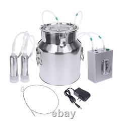 14L Cow Goat Sheep Milker Electric Milking Machine Stainless Steel Bucket Double