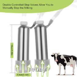 14L Cow Milker Upgraded Dual Heads Milking Machine Vacuum Pulse Adjustable