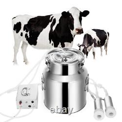 14L Cow Milker Upgraded Dual Heads Milking Machine Vacuum Pulse Adjustable Set