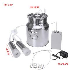14L Dual Head Electric Milking Machine Vacuum Pump Stainless Steel Cow Milker