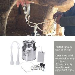 14L Dual Head Electric Milking Machine Vacuum Pump Stainless Steel Cow Milker