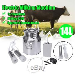 14L Dual Head Electric Milking Machine Vacuum Stainless Steel CowithGoat Milker