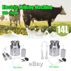 14L Dual Head Farm Milking Machine Cow Goat Sheep Milker Portable Barrels