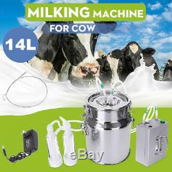 14L Edelstahl Electric Farm Melkmaschine Cow Milker Dual Verbesserte Köpfe