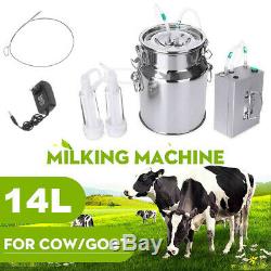 14L Edelstahl Electric Farm Melkmaschine Cow Milker Dual Verbesserte Köpfe