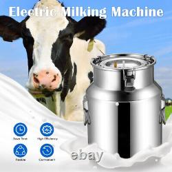 14L Electric Cow Milking Machine Auto-Stop Dual Heads Vacuum Pulsating Milker