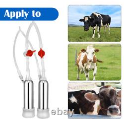 14L Electric Cow Milking Machine Auto-Stop Dual Heads Vacuum Pulsating Milker