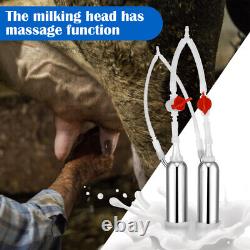 14L Electric Cow Milking Machine Auto-Stop Vacuum Pump Pulsating Cattle Milker