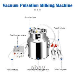 14L Electric Cow Milking Machine Vacuum Pump Pulsating Milker Portable Auto-Stop