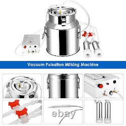 14L Electric Milking Machine Stainless Steel Bucket Set Farm Pasture Cow Goat