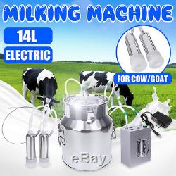 14L Electric Milking Machine Vacuum Impulse Pump Stainless Steel Cow Goat Milker