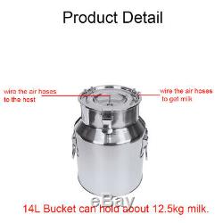 14L Electric Milking Machine Vacuum Impulse Pump Stainless Steel Cow Goat Milker