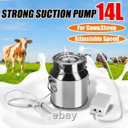 14L Electric Milking Machine Vacuum Pump Stainless Steel Cow Dairy Catt