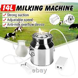 14L Electric Milking Machine Vacuum Pump Stainless Steel Cow / Goat Milker &