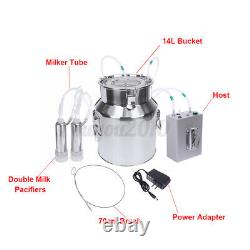14L Portable Electric Milking Machine Vacuum Pump Milker For Farm Cow Sheep Goat