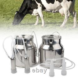 14L Upgraded Dual Head Milking Machine Vacuum Impulse Pump Steel Cow Milker