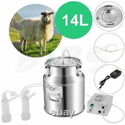 14L Upgraded Dual Heads Milking Machine Vacuum Impulse Pump Cow Goat Milker