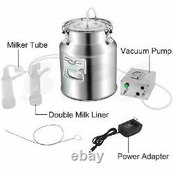 14L Upgraded Dual Heads Milking Machine Vacuum Impulse Pump Cow Goat Milker