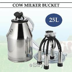 25L Dairy Cow Bucket Tank Barrel Milker Milking Machine Stainless Steel