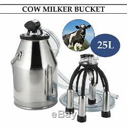 25L Dairy Cow Bucket Tank Barrel Milker Milking Machine Stainless Steel Newest