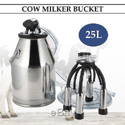 25L Dairy Cow Milker Milking Machine Bucket Tank Barrel Stainless Steel