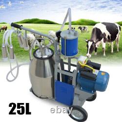 25L Electric Auto Milking Machine Farm Cows + Bucket 2 Handles 10-12 Cows/Hour