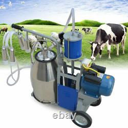 25L Electric Milker Milking Machine For Goats Cows +Bucket 2 Plug 12 Cows/Hour
