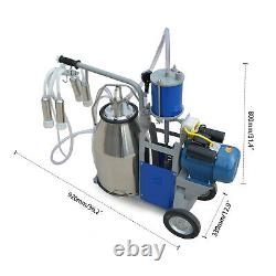 25L Electric Milker Milking Machine For Goats Cows + Bucket 2 Plug 12 Cows/hour