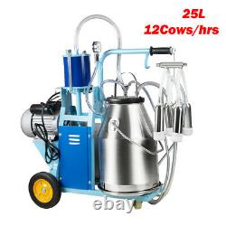 25L Electric Milker Milking Machine For Goats Cows With Bucket 10-12Cows/hour