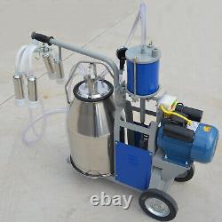 25L Electric Milker Milking Machine For Goats Cows WithBucket 2 Plug 12Cows/hour