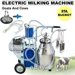 25L Electric Milking Machine Bucket Wheels Piston Vacuum Pump For Goats Cows FDA