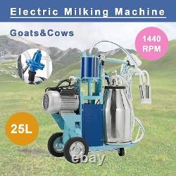 25L Electric Milking Machine F Goats Cows WithBucket 2 Plug 12Cows/hour Milker