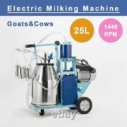 25L Electric Milking Machine F Goats Cows WithBucket Sheep Piston 1440RPMVacuum