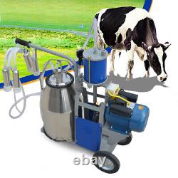 25L Electric Milking Machine Farm Cows With Bucket Double Handles 10-12 Cows/Hour