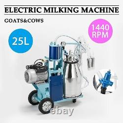 25L Electric Milking Machine Farm Cows WithBucket Double Handles 1440rmp/min