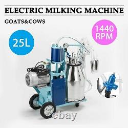 25L Electric Milking Machine Farm Cows WithBucket Double Handles 1440rmp/min NEW