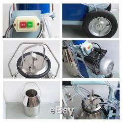 25L Electric Milking Machine For Farm Cow With Bucket Vacuum Piston Pump-0.55KW