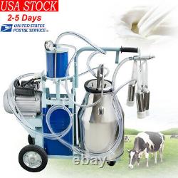 25L Electric Milking Machine For Farm Cows Cattle WithBucket 12Cows/hour Milker A+