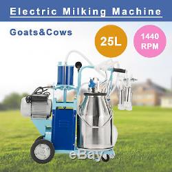 25L Electric Milking Machine For Goat&Cows WithBucket 12Cows/hr Piston 1440RPM mps