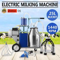 25L Electric Milking Machine For Goats Cows WithBucket Vacuum Pump 550W Milker