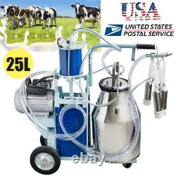 25L Electric Milking Machine Milker Farm Cows Vacuum Bucket Stainless Steel Pump
