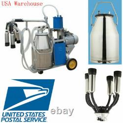 25L Electric Milking Machine Milker For farm Cows Bucket Stainless Steel US NEW