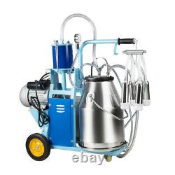 25L Electric Milking Machine Vacuum Pump Stainless Steel Cow Milker USA