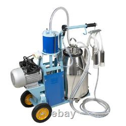 25L Electric Milking Machine Vacuum Pump Stainless Steel Cow Milker USA