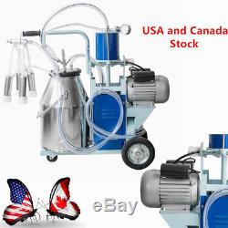 25L Electric Milking Machine With Bucket Vacuum Piston Pump-0.55KW For Farm Cow